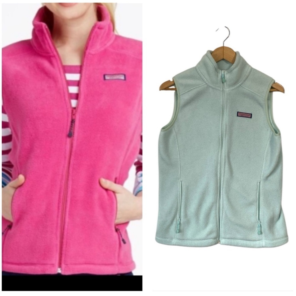 Vineyard Vines Women's Harbor Fleece Vest teal Small